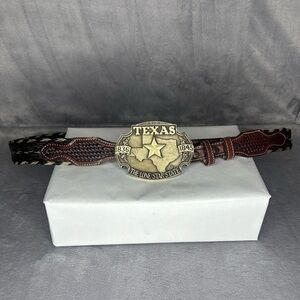 Tony Lama Texas Lone Star 1845 Brass Buckle Belt 38
